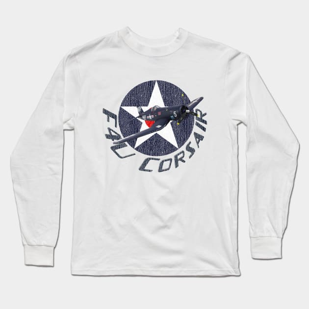 F4U Corsair Legendary WW2 Plane Long Sleeve T-Shirt by F&L Design Co.